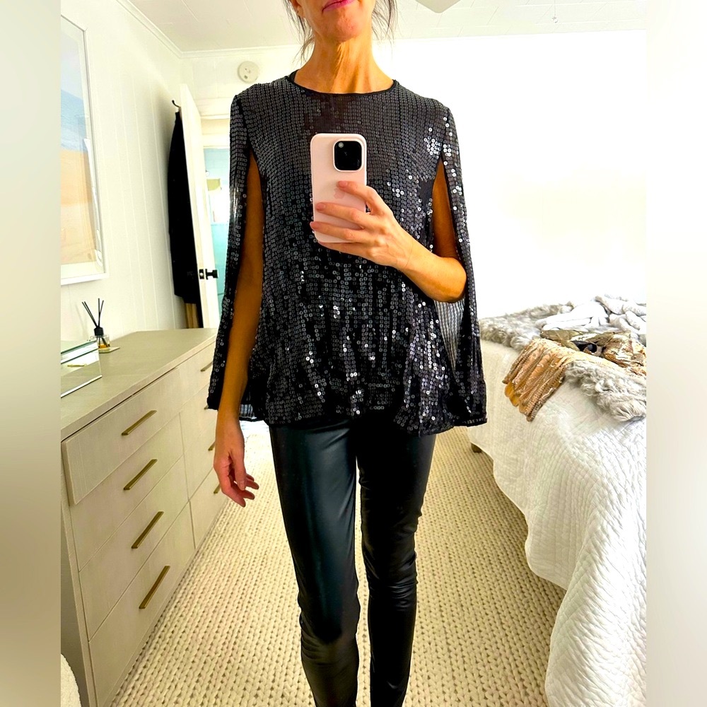 Black sequin cape tunic